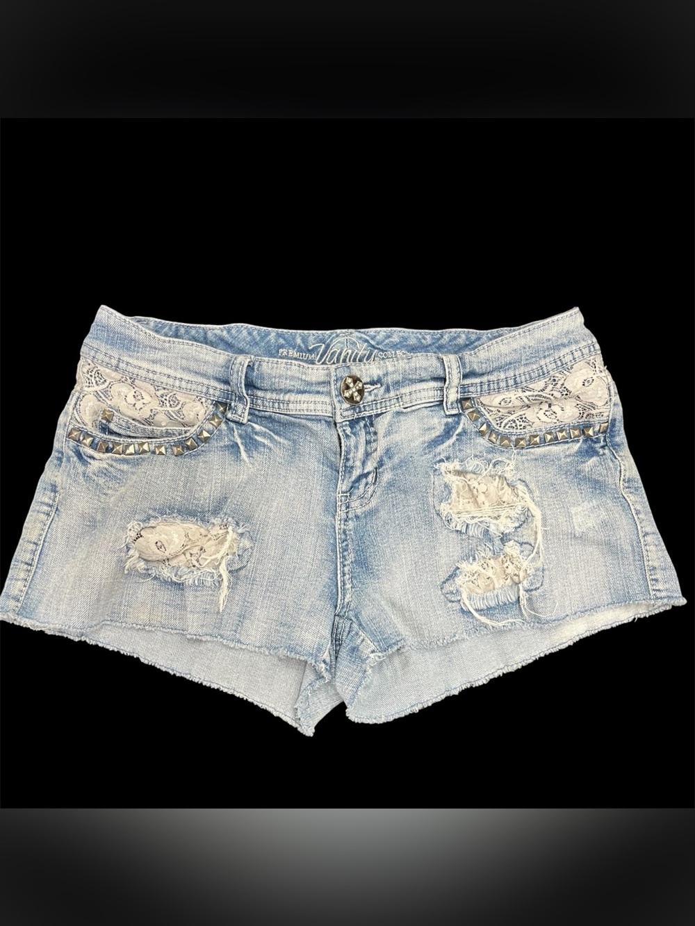 Vanity Light Blue Distressed Denim Jean Shorts